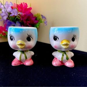 Adorable Vintage Kitsch Egg Cups Chicks Ceramic Japan 1950´s